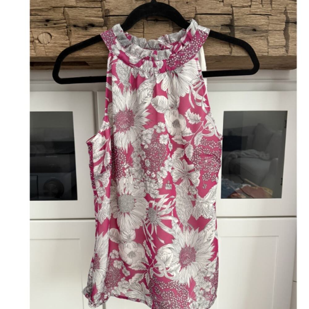 Liberty of London for Target Floral Halter Top Ruffle Neck Pink Size XS